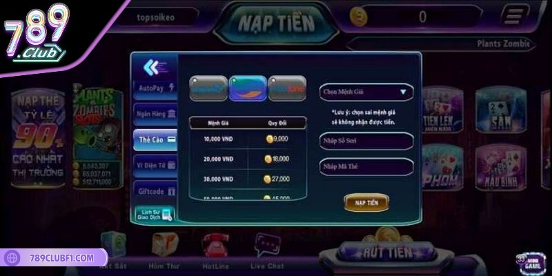 Có nhiều cách nạp/rút hỗ trợ cá cược thuận lợi